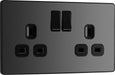 BG Evolve - PCDBC22B - Black Chrome (Black) Double Switched 13A Power Socket BG - Evolve - Screwless Black Nickel BG - Sparks Warehouse