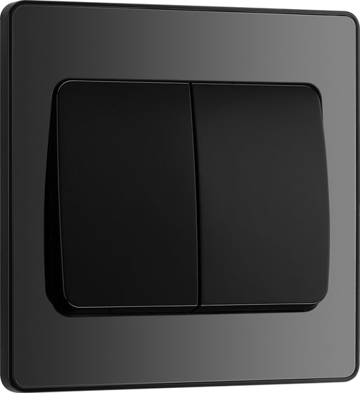 BG Evolve - PCDBC42WB - Black Chrome (Black) Double Light Switch, 20A 16AX, 2 Way, Wide Rocker BG - Evolve - Screwless Black Nickel BG - Sparks Warehouse