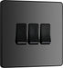 BG Evolve - PCDBC43B - Black Chrome (Black) Triple Light Switch, 20A 16AX, 2 Way BG - Evolve - Screwless Black Nickel BG - Sparks Warehouse