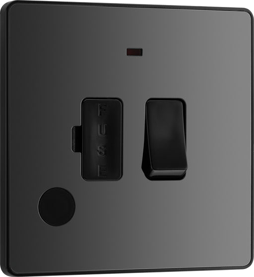 BG Evolve - PCDBC52B - Black Chrome (Black) Switched 13A Fused Connection Unit With Power LED Indicator, And Flex Outlet BG - Evolve - Screwless Black Nickel BG - Sparks Warehouse