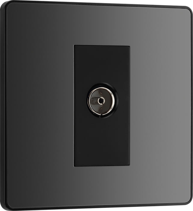 BG Evolve - PCDBC60B - Black Chrome (Black) Single Socket For TV OR FM Co-Axial AERIAL Connection BG - Evolve - Screwless Black Nickel BG - Sparks Warehouse