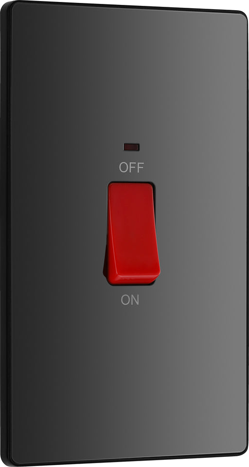 BG Evolve - PCDBC72B - Black Chrome (Black) 45A Rectangular Switch, Double Pole With LED Power Indicator BG - Evolve - Screwless Black Nickel BG - Sparks Warehouse