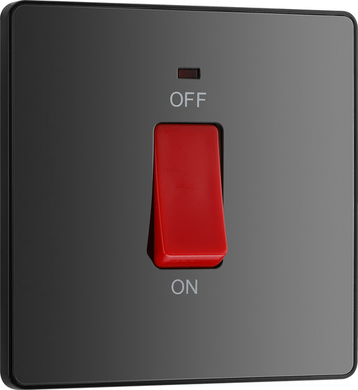 BG Evolve - PCDBC74B - Black Chrome (Black) 45A Square Switch, Double Pole With LED Power Indicator BG - Evolve - Screwless Black Nickel BG - Sparks Warehouse