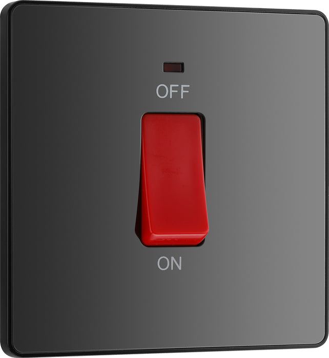 BG Evolve - PCDBC74B - Black Chrome (Black) 45A Square Switch, Double Pole With LED Power Indicator BG - Evolve - Screwless Black Nickel BG - Sparks Warehouse