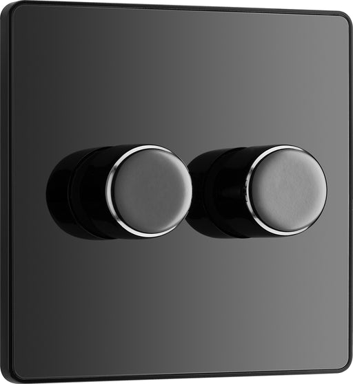 BG Evolve - PCDBC82B - Black Chrome (Black) Trailing Edge LED 200W Double Dimmer Switch, 2-Way Push On/Off BG - Evolve - Screwless Black Nickel BG - Sparks Warehouse