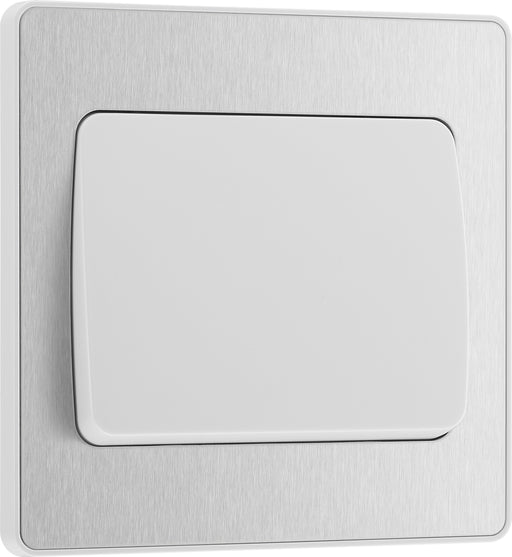 BG Evolve - PCDBS12WW - Brushed Steel (White) Single Light Switch, 20A 16AX, 2 Way, Wide Rocker BG - Evolve - Screwless Brushed Steel BG - Sparks Warehouse