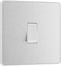 BG Evolve - PCDBS12W - Brushed Steel (White) Single Light Switch, 20A 16AX, 2 Way BG - Evolve - Screwless Brushed Steel BG - Sparks Warehouse