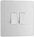 BG Evolve - PCDBS42W - Brushed Steel (White) Double Light Switch, 20A 16AX, 2 Way BG - Evolve - Screwless Brushed Steel BG - Sparks Warehouse