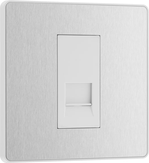 BG Evolve - PCDBSBTM1W - Brushed Steel (White) Single Master Telephone Socket BG - Evolve - Screwless Brushed Steel BG - Sparks Warehouse