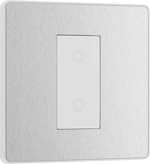BG Evolve - PCDBSTDM1W - Brushed Steel (White) 200W Single Touch Dimmer Switch, 2-Way Master BG - Evolve - Screwless Brushed Steel BG - Sparks Warehouse