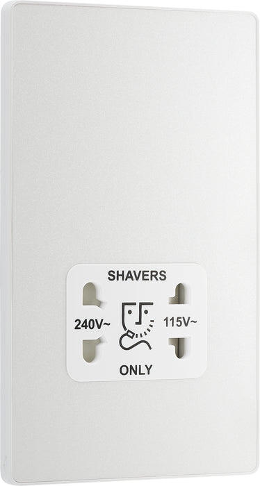 BG Evolve - PCDCL20W - Pearlescent White (White) Dual Voltage Shaver Socket 115/240V BG - Evolve - Screwless Pearl White BG - Sparks Warehouse