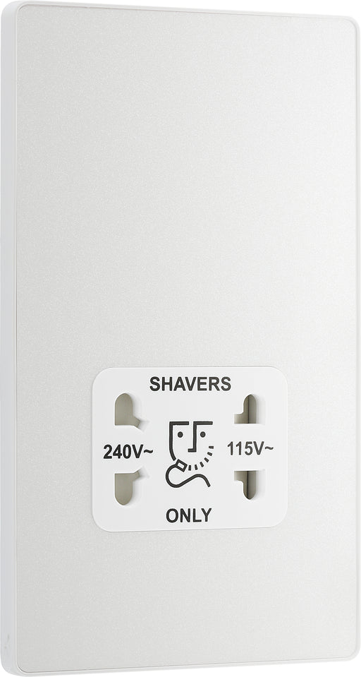 BG Evolve - PCDCL20W - Pearlescent White (White) Dual Voltage Shaver Socket 115/240V BG - Evolve - Screwless Pearl White BG - Sparks Warehouse
