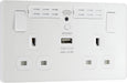 BG Evolve - PCDCL22UWRW - Pearlescent White (White) WIFI Extender Double Switched 13A Power Socket + 1 X USB (2.1A) BG - Evolve - Screwless Pearl White BG - Sparks Warehouse