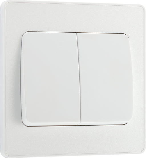 BG Evolve - PCDCL42WW - Pearlescent White (White) Double Light Switch, 20A 16AX, 2 Way, Wide Rocker BG - Evolve - Screwless Pearl White BG - Sparks Warehouse
