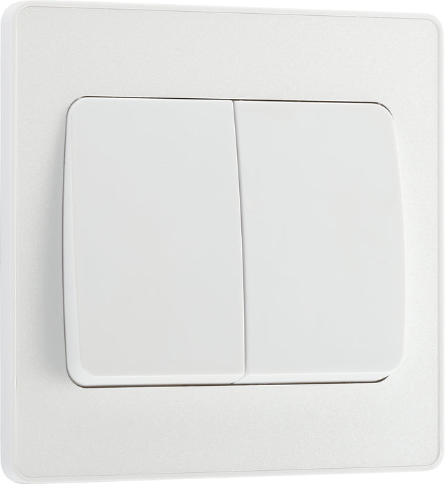 BG Evolve - PCDCL42WW - Pearlescent White (White) Double Light Switch, 20A 16AX, 2 Way, Wide Rocker BG - Evolve - Screwless Pearl White BG - Sparks Warehouse