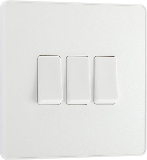 BG Evolve - PCDCL43W - Pearlescent White (White) Triple Light Switch, 20A 16AX, 2 Way BG - Evolve - Screwless Pearl White BG - Sparks Warehouse