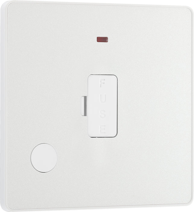 BG Evolve - PCDCL54W - Pearlescent White (White) Unswitched 13A Fused Connection Unit With Power LED Indicator, And Flex Outlet BG - Evolve - Screwless Pearl White BG - Sparks Warehouse