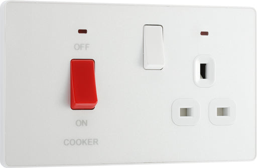 BG Evolve - PCDCL70W - Pearlescent White (White) Cooker Control Socket, Double Pole Switch With LED Power IndicatorS BG - Evolve - Screwless Pearl White BG - Sparks Warehouse