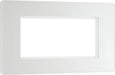BG Evolve - PCDCLEMR4W - Pearlescent White (White) Quadruple Rectangular Front Plate (100 X 50) BG - Evolve - Screwless Pearl White BG - Sparks Warehouse