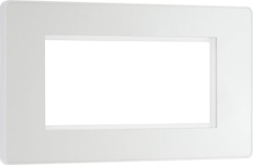 BG Evolve - PCDCLEMR4W - Pearlescent White (White) Quadruple Rectangular Front Plate (100 X 50) BG - Evolve - Screwless Pearl White BG - Sparks Warehouse