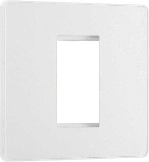 BG Evolve - PCDCLEMS1W - Pearlescent White (White) Single Euro Module Front Plate (25 X 50) BG - Evolve - Screwless Pearl White BG - Sparks Warehouse