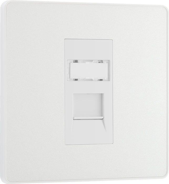 BG Evolve - PCDCLRJ451W - Pearlescent White (White) Single RJ45 Telephone Socket BG - Evolve - Screwless Pearl White BG - Sparks Warehouse
