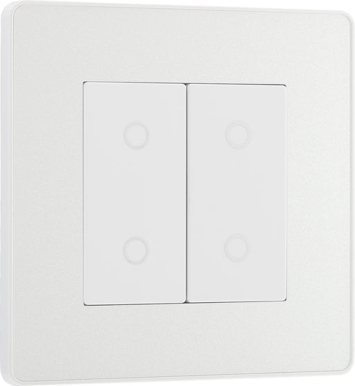 BG Evolve - PCDCLTDM2W - Pearlescent White (White) 200W Double Touch Dimmer Switch, 2-Way Master BG - Evolve - Screwless Pearl White BG - Sparks Warehouse