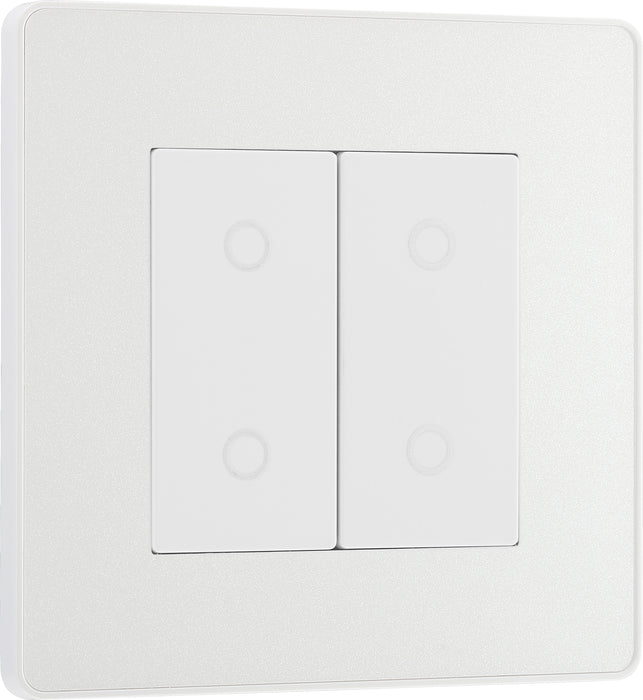 BG Evolve - PCDCLTDS2W - Pearlescent White (White) 200W Double Touch Dimmer Switch, 2-Way Secondary BG - Evolve - Screwless Pearl White BG - Sparks Warehouse