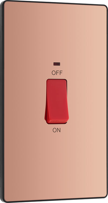 BG Evolve - PCDCP72B - Polished Copper (Black) 45A Rectangular Switch, Double Pole With LED Power Indicator BG - Evolve - Screwless Polished Copper BG - Sparks Warehouse