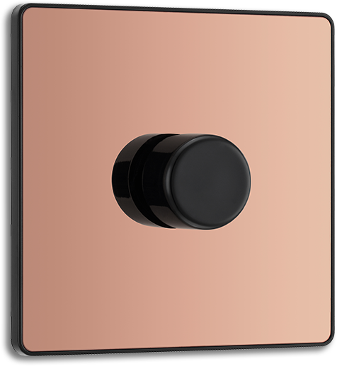 BG Evolve - PCDCP81B - Polished Copper (Black) Trailing Edge LED 200W Single Dimmer Switch, 2-Way Push On/Off BG - Evolve - Screwless Polished Copper BG - Sparks Warehouse