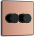 BG Evolve - PCDCP82B - Polished Copper (Black) Trailing Edge LED 200W Double Dimmer Switch, 2-Way Push On/Off BG - Evolve - Screwless Polished Copper BG - Sparks Warehouse