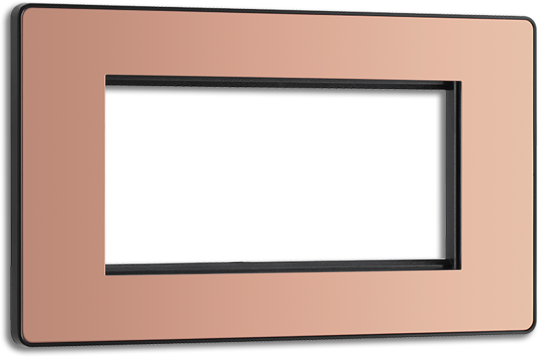 BG Evolve - PCDCPEMR4B - Polished Copper (Black) Quadruple Rectangular Front Plate (100 X 50) BG - Evolve - Screwless Polished Copper BG - Sparks Warehouse