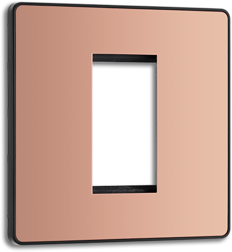 BG Evolve - PCDCPEMS1B - Polished Copper (Black) Single Euro Module Front Plate (25 X 50) BG - Evolve - Screwless Polished Copper BG - Sparks Warehouse