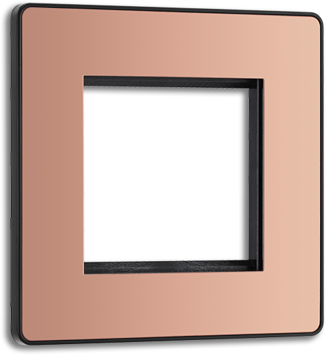 BG Evolve - PCDCPEMS2B - Polished Copper (Black) Twin Euro Module Apeture Single Front Plate (50 X 50) BG - Evolve - Screwless Polished Copper BG - Sparks Warehouse