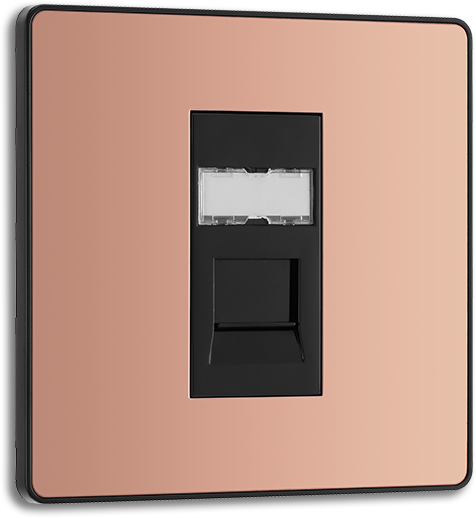 BG Evolve - PCDCPRJ451B - Polished Copper (Black) Single RJ45 Telephone Socket BG - Evolve - Screwless Polished Copper BG - Sparks Warehouse