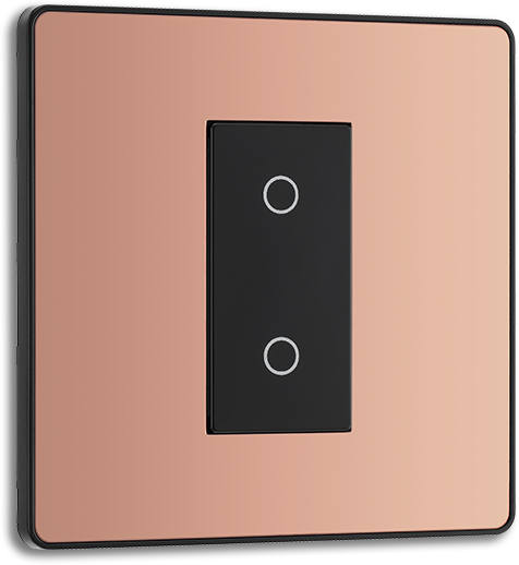 BG Evolve - PCDCPTDS1B - Polished Copper (Black) 200W Single Touch Dimmer Switch, 2-Way Secondary BG - Evolve - Screwless Polished Copper BG - Sparks Warehouse