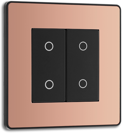 BG Evolve - PCDCPTDS2B - Polished Copper (Black) 200W Double Touch Dimmer Switch, 2-Way Secondary BG - Evolve - Screwless Polished Copper BG - Sparks Warehouse
