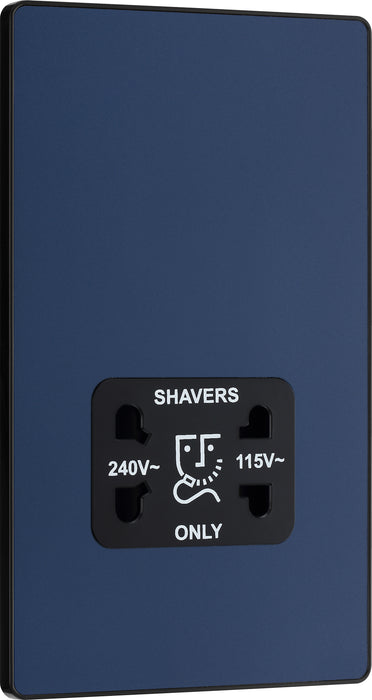 BG Evolve - PCDDB20B - Matt Blue (Black) Dual Voltage Shaver Socket 115/240V BG - Evolve - Screwless Matt Blue BG - Sparks Warehouse