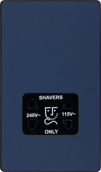 BG Evolve - PCDDB20B - Matt Blue (Black) Dual Voltage Shaver Socket 115/240V BG - Evolve - Screwless Matt Blue BG - Sparks Warehouse