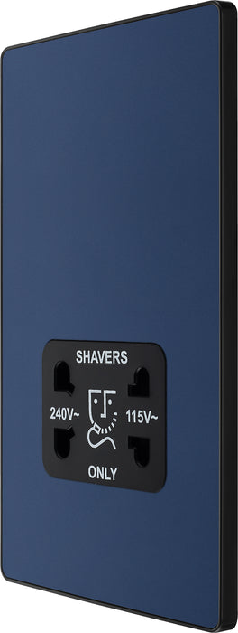 BG Evolve - PCDDB20B - Matt Blue (Black) Dual Voltage Shaver Socket 115/240V BG - Evolve - Screwless Matt Blue BG - Sparks Warehouse