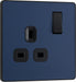 BG Evolve - PCDDB21B - Matt Blue (Black) Single Switched 13A Power Socket BG - Evolve - Screwless Matt Blue BG - Sparks Warehouse