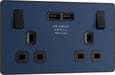 BG Evolve - PCDDB22U3B - Matt Blue (Black) Double Switched 13A Power Socket + 2 X USB (3.1A) BG - Evolve - Screwless Matt Blue BG - Sparks Warehouse