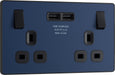 BG Evolve - PCDDB22U3B - Matt Blue (Black) Double Switched 13A Power Socket + 2 X USB (3.1A) BG - Evolve - Screwless Matt Blue BG - Sparks Warehouse