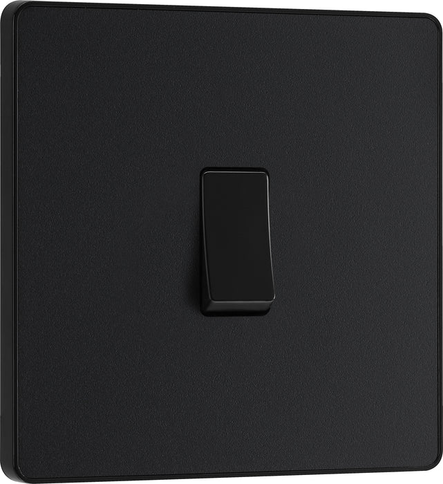 BG Evolve - PCDMB12B - Matt Black (Black) Single Light Switch, 20A 16AX, 2 Way BG - Evolve - Screwless Matt Black BG - Sparks Warehouse