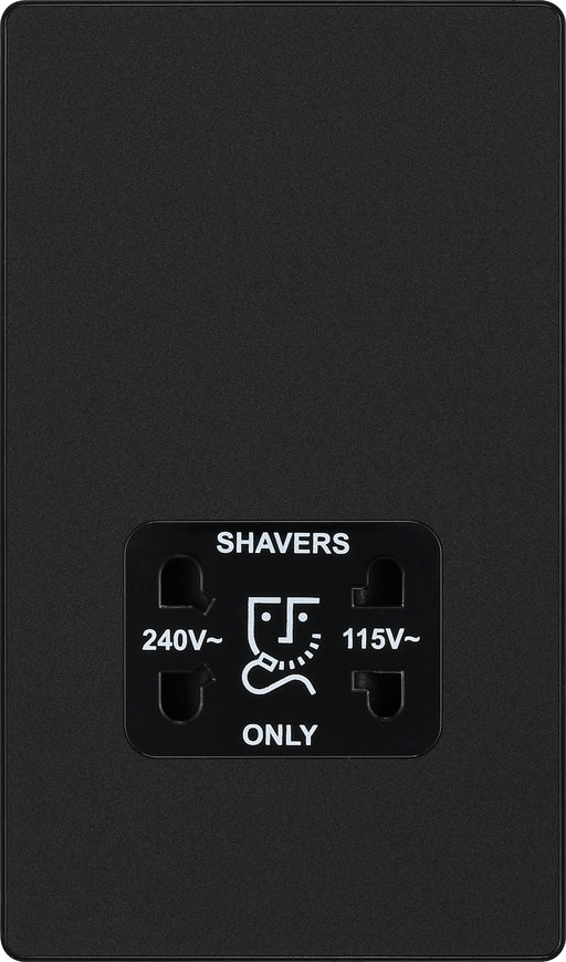 BG Evolve - PCDMB20B - Matt Black (Black) Dual Voltage Shaver Socket 115/240V BG - Evolve - Screwless Matt Black BG - Sparks Warehouse