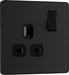 BG Evolve - PCDMB21B - Matt Black (Black) Single Switched 13A Power Socket BG - Evolve - Screwless Matt Black BG - Sparks Warehouse