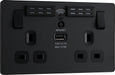 BG Evolve - PCDMB22UWRB - Matt Black (Black) WIFI Extender Double Switched 13A Power Socket + 1 X USB (2.1A) BG - Evolve - Screwless Matt Black BG - Sparks Warehouse