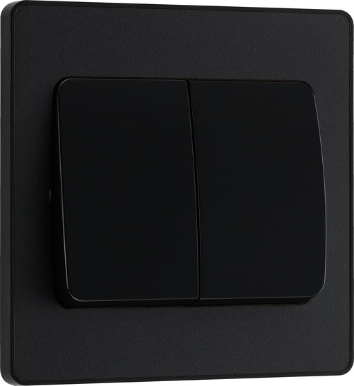 BG Evolve - PCDMB42WB - Matt Black (Black) Double Light Switch, 20A 16AX, 2 Way, Wide Rocker BG - Evolve - Screwless Matt Black BG - Sparks Warehouse