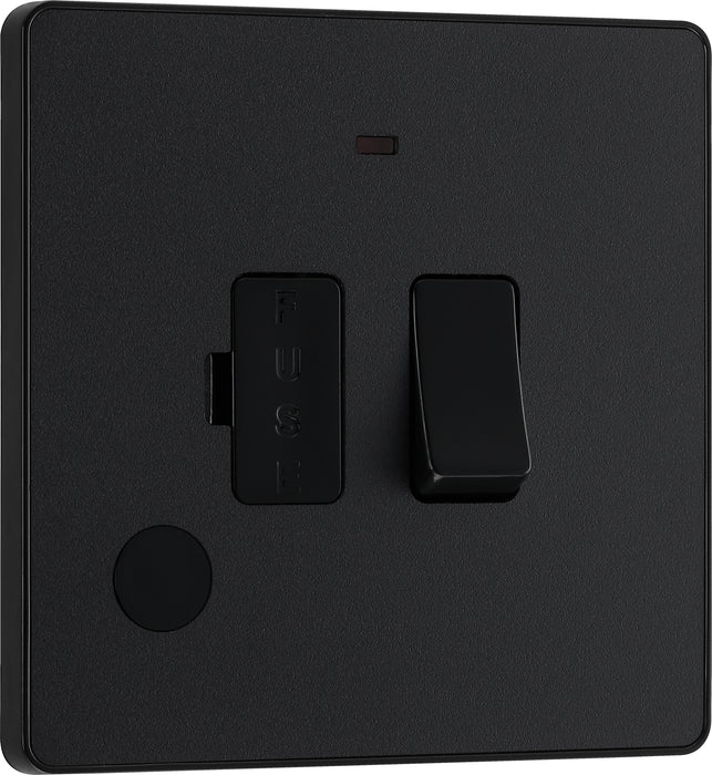 BG Evolve - PCDMB52B - Matt Black (Black) Switched 13A Fused Connection Unit With Power LED Indicator, And Flex Outlet BG - Evolve - Screwless Matt Black BG - Sparks Warehouse