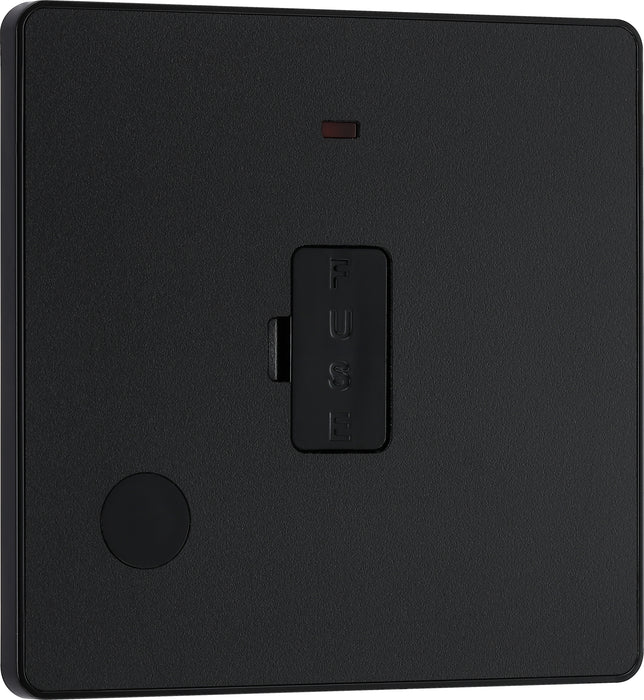 BG Evolve - PCDMB54B - Matt Black (Black) Unswitched 13A Fused Connection Unit With Power LED Indicator, And Flex Outlet BG - Evolve - Screwless Matt Black BG - Sparks Warehouse
